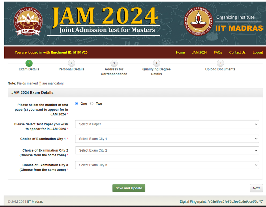 iit jam application form 2