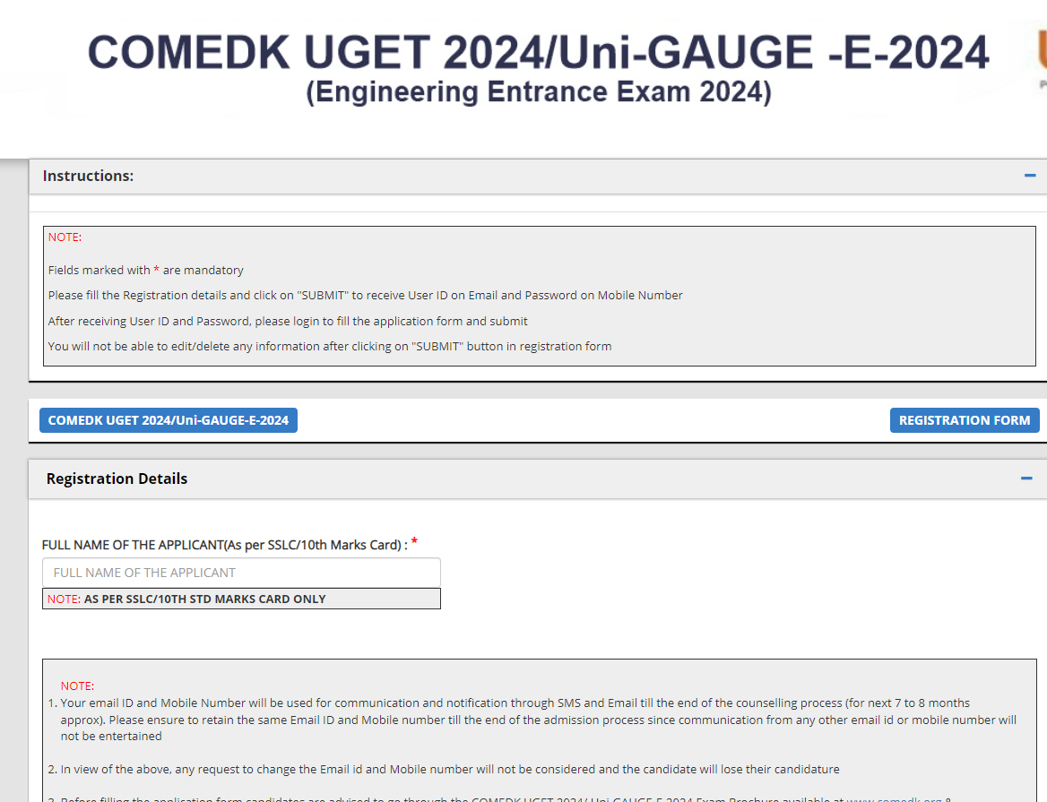 comedk uget application form 1