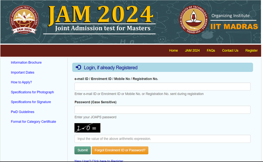 iit jam application form 1